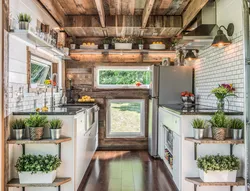 Small kitchen in the country house design photo