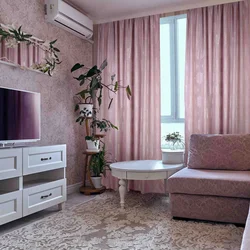 Dusty rose color photo in the bedroom interior