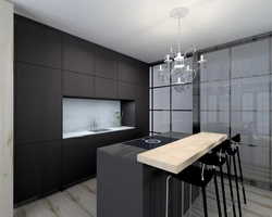 Кухня дизайн темный потолок