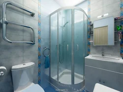 Заманауи стильде Хрущевтегі душымен ванна бөлмесінің дизайны