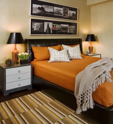 What colors does orange go with in a bedroom interior?