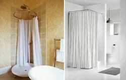 Bathroom design with tray and curtain