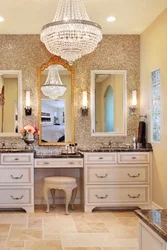 Bathroom design with chandelier