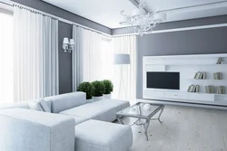Серый интерьер зала в квартире фото