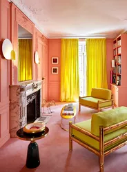 Colors combined with peach in the living room interior
