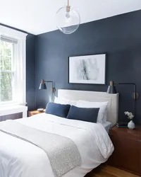 Bedroom In Gray Blue Tones Photo Design