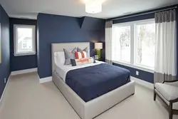 Bedroom in gray blue tones photo design