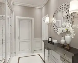 Apartment interior in white colors with white doors