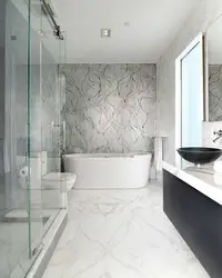 Ванна туалет дызайн белы мармур