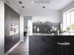 Кухня серого цвета в интерьере сочетание с обоями