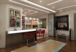 Потолок кухня гостиная дизайн
