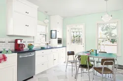 Combination of mint color with others in the kitchen interior photo