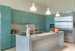 Combination of mint color with others in the kitchen interior photo