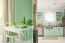 Сочетание мятного цвета с другими в интерьере кухни фото
