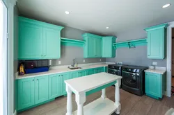 Combination Of Mint Color With Others In The Kitchen Interior Photo