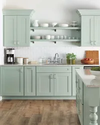 Combination of mint color with others in the kitchen interior photo