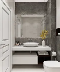 Дизайн ванны в белом и сером цвете фото
