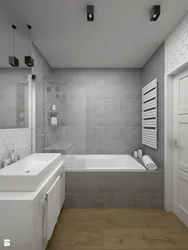 Дызайн ванны ў белым і шэрым колеры фота