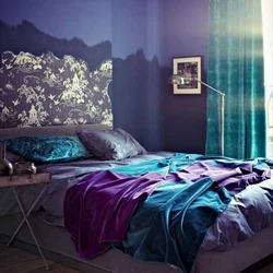 Colors combined with lilac in the bedroom interior