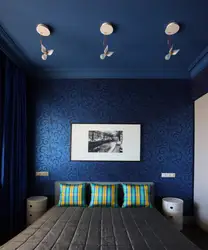 Combination of blue in the bedroom interior