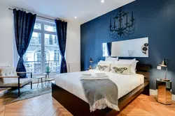 Combination of blue in the bedroom interior