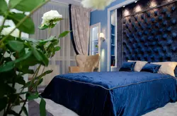 Сочетание синего в интерьере спальни