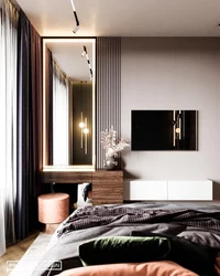 Стена напротив кровати дизайн спальни фото