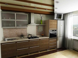 Kitchen 4 Meters With Refrigerator Design In Length Photo