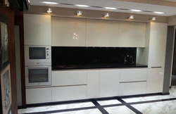 Kitchen 4 Meters With Refrigerator Design In Length Photo