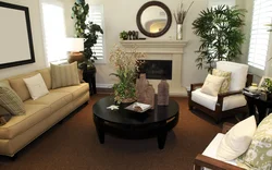 Outdoor flowers in the living room interior
