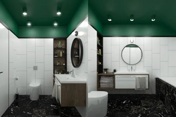 Bathroom design dark green