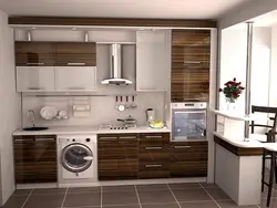 Kitchen design 4 meters long with a straight refrigerator