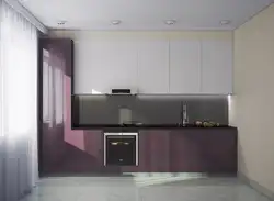 Kitchen design 4 meters long with a straight refrigerator