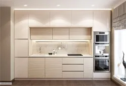 Kitchen design 4 meters long with a straight refrigerator
