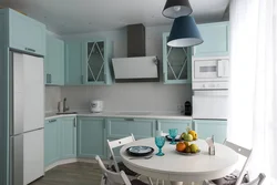 Kitchen In Gray Turquoise Tones Design