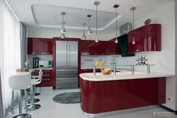 Burgundy kitchen in the interior