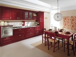 Burgundy kitchen in the interior