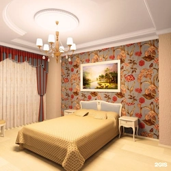 Wallpaper with flowers for the bedroom combined photo design