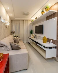 Interiors of narrow living rooms