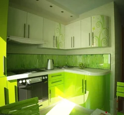 Kitchen in light green color design photo