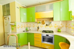 Kitchen in light green color design photo