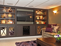 Living room interior photo of one wall with niches