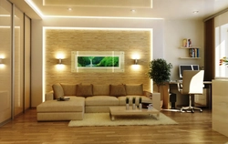 Living room interior photo of one wall with niches
