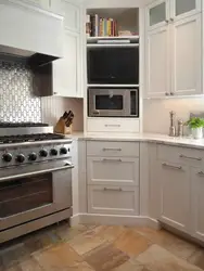 Kitchen design with built-in microwave