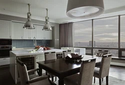 Kitchen With Panoramic Window In Apartment Photo Design