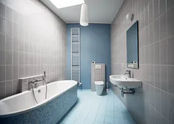 Combination of gray in the interior with other colors in the bathroom