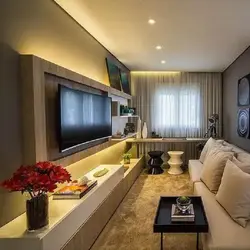 Wall design in a narrow living room