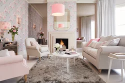 Pink living room photo
