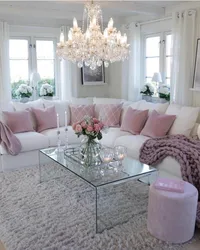 Pink living room photo