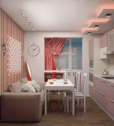Kitchen 8 m design with sofa